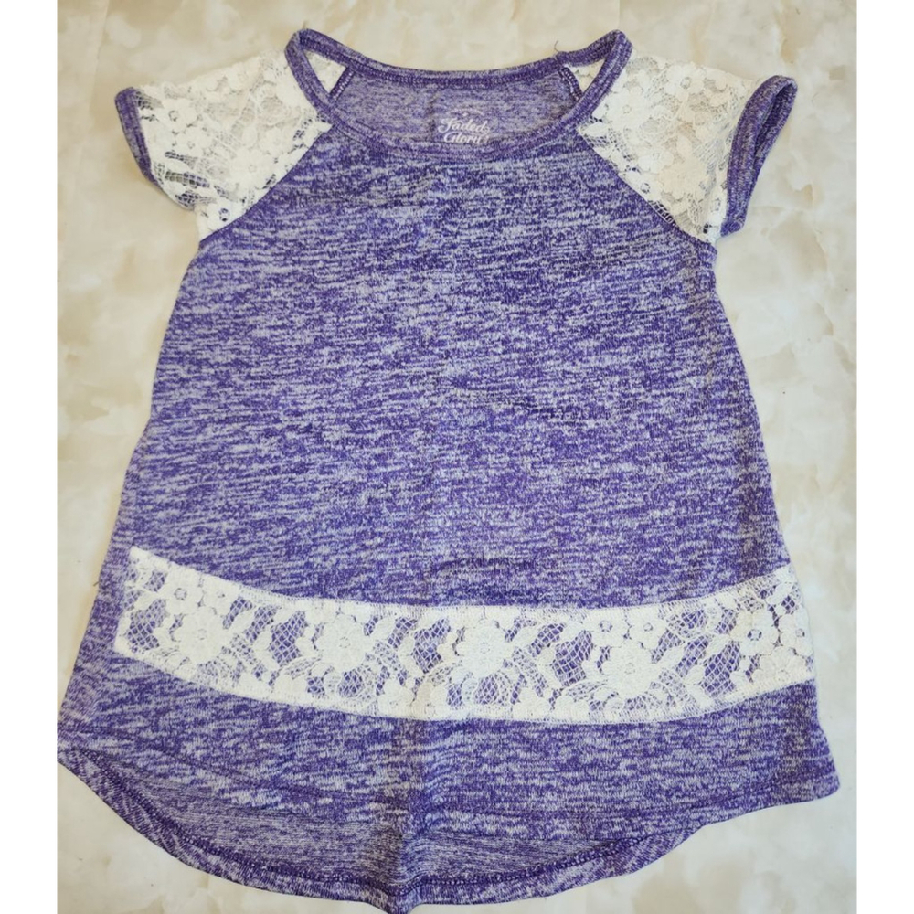 Girls Faded Glory Top Purple/White Size XS (4-5)